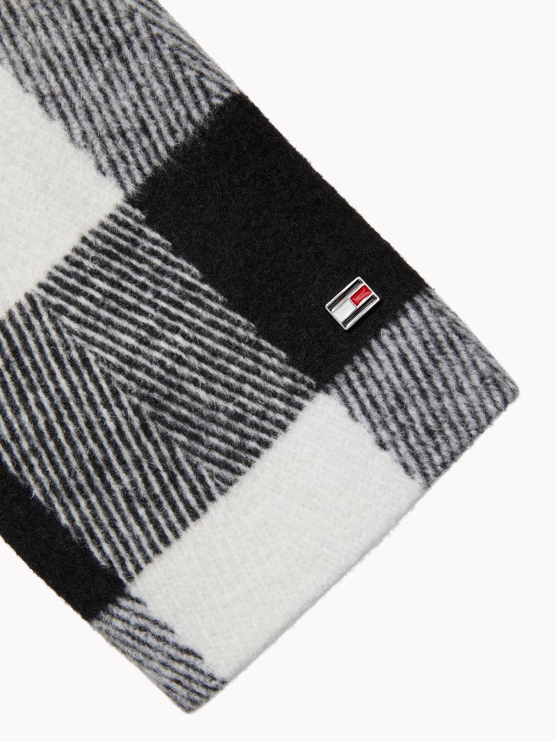 Női Tommy Hilfiger Essential Buffalo Check Wool Kabátok Fekete Fehér | HU 30OKI